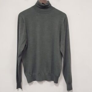 Suitsupply Mens 100% Merino Wool Turtleneck Sweater Size L Gray Layering Neutral